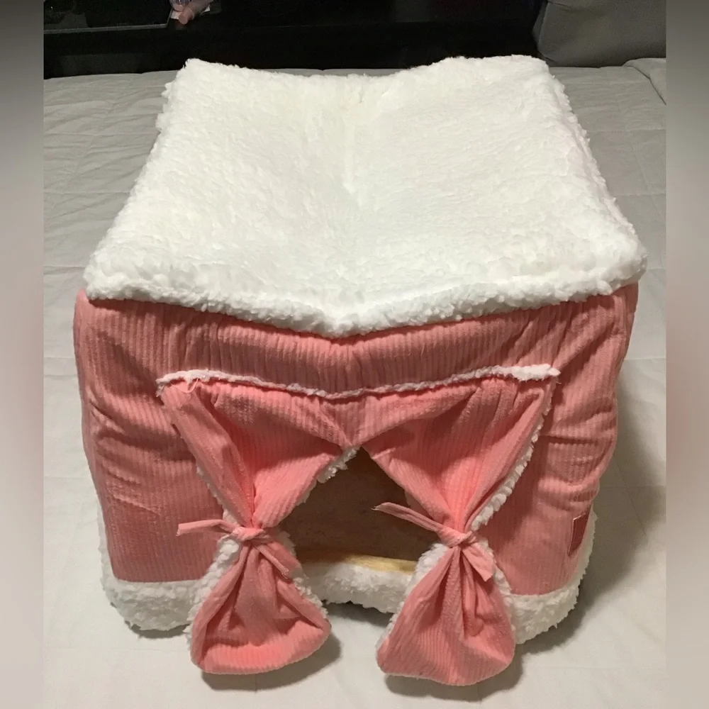Cat Bed with Curtains, Cat Hideout, Cat Cave, Foldable Cat Bed, Size L